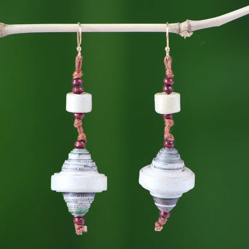 Continuity Recycled paper dangle earrings