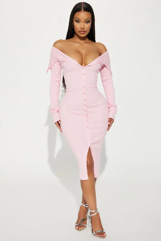 Ashley Sweater Midi Dress - Pink