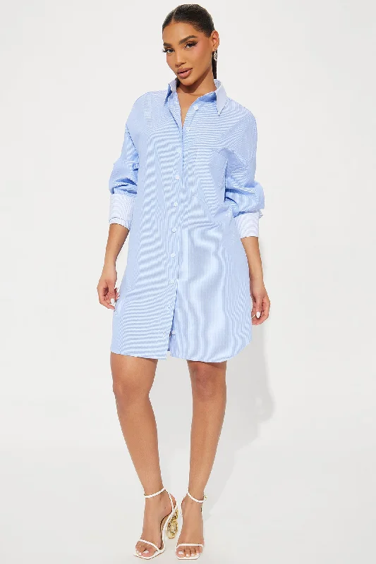 Esmeralda Mini Shirt Dress - Blue