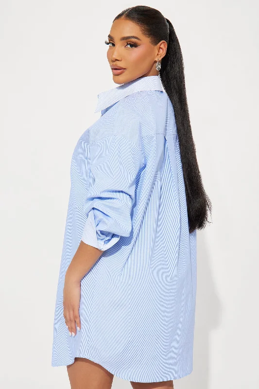 Esmeralda Mini Shirt Dress - Blue