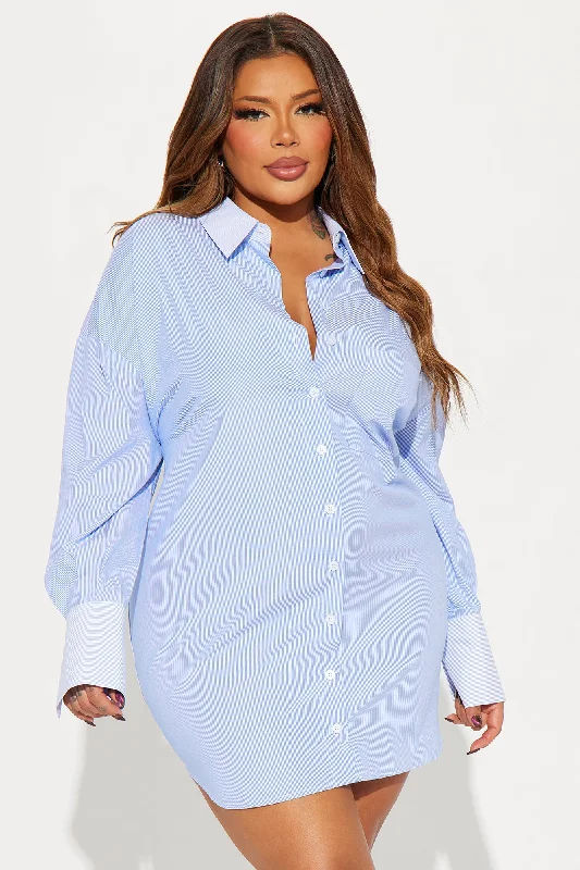 Esmeralda Mini Shirt Dress - Blue