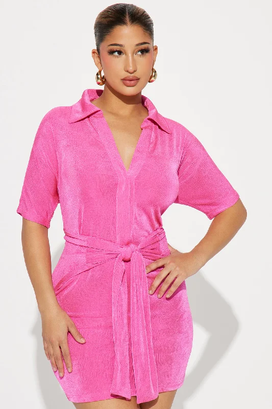 Ezra Slinky Mini Dress - Hot Pink