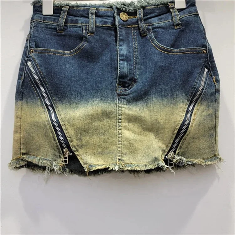 Sexy Denim High Waist Skirts Summer Streetwear Fashion Women Mini Bodycon Skirt With Zipper