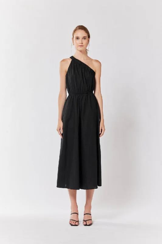 ASHIO MIDI DRESS -BLACK