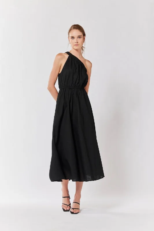 ASHIO MIDI DRESS -BLACK