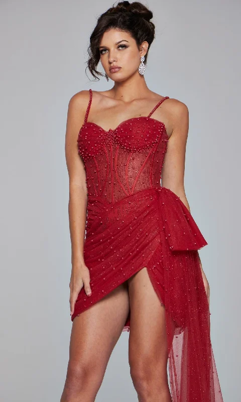 Jovani Side-Drape Short Beaded Cocktail Dress 42368