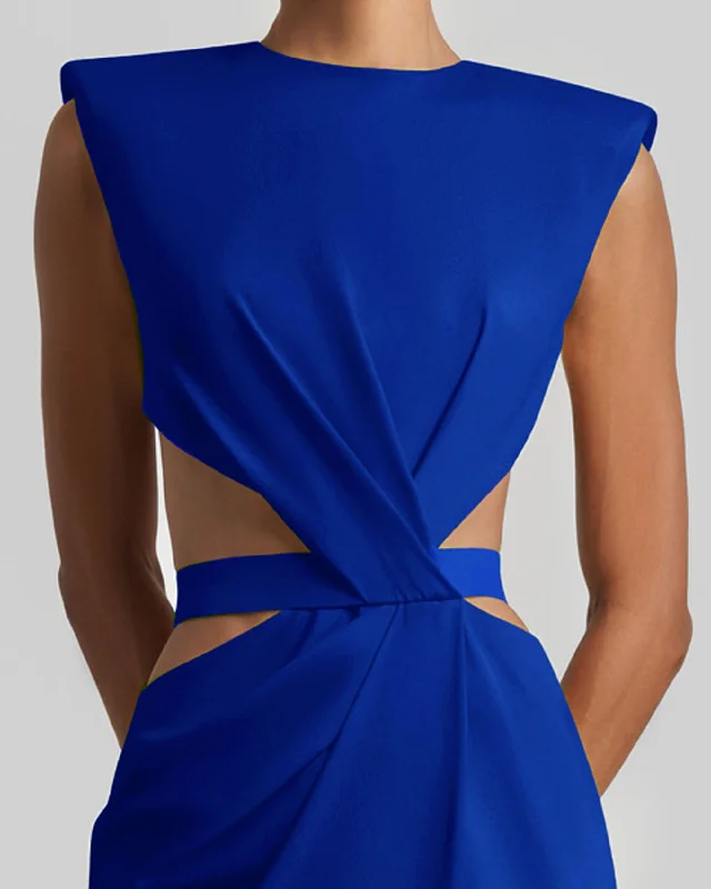 Royal Blue Long Dress With Cut-Outs