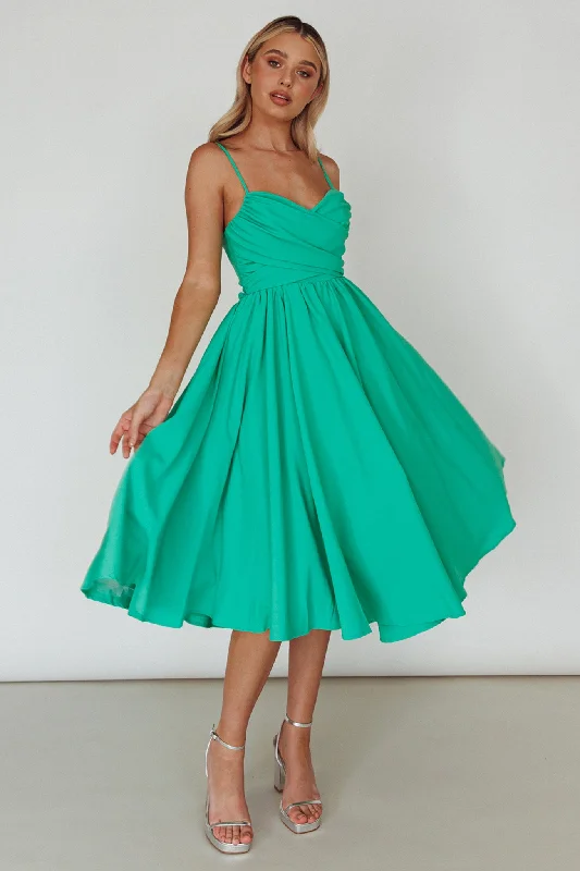 Salome Tied Back Knee Length Dress Green