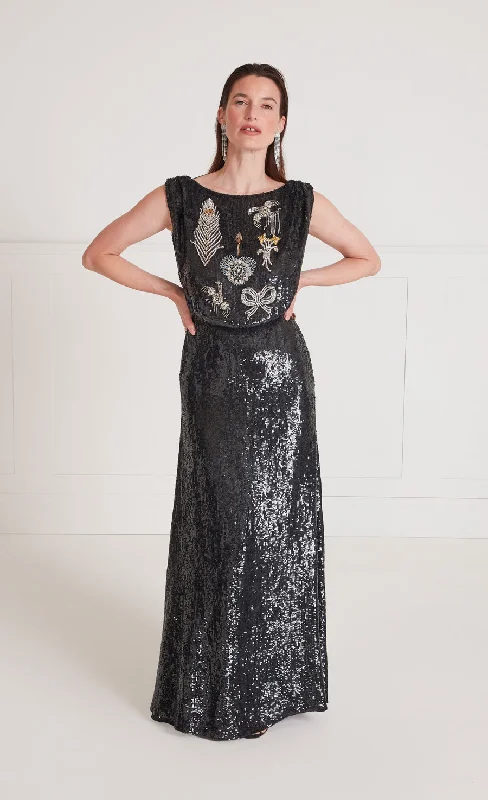 Adalina Sequin Gown - Black