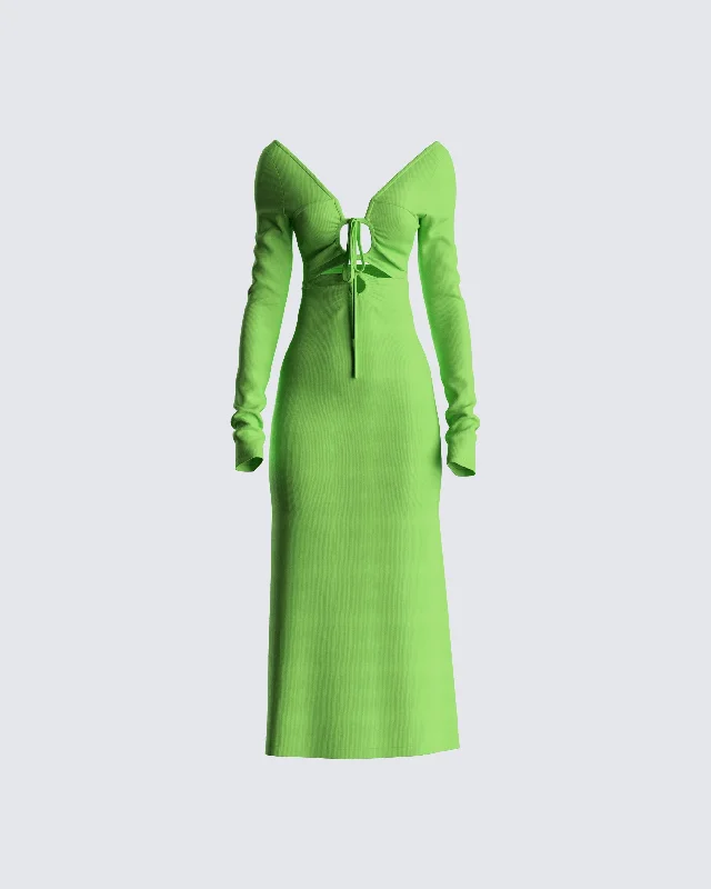 Esme Ribbed Jersey Long Sleeve Midi Dress