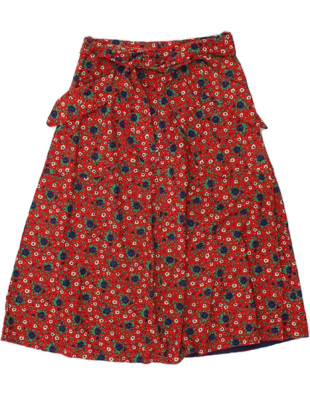 VINTAGE Womens A-Line Skirt W26 Small Red Floral