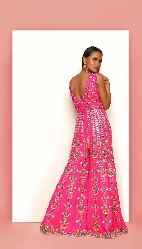 FIERCELY FRENZY - HOT PINK EMBELLISHED JUMPSUIT