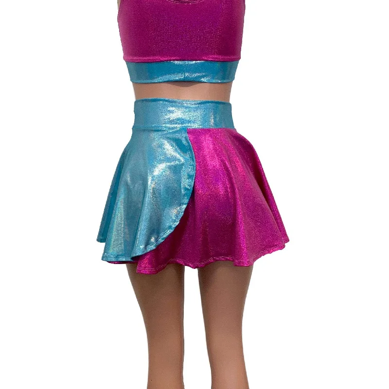 Pink and Blue Sparkle Petal Skater Skirt