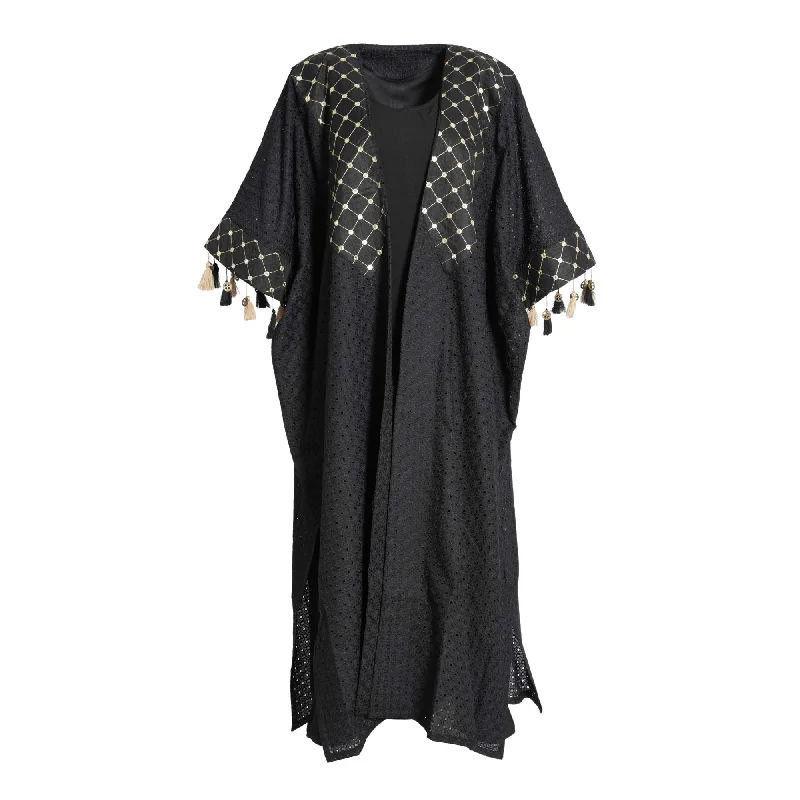 Fahm Black Dress & Abaya Set, Free Size