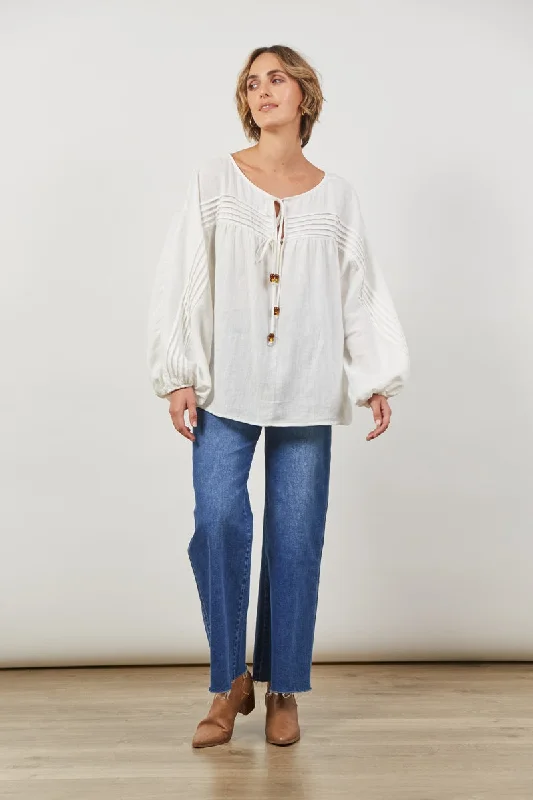 Isle Of Mine - Panorama Tuck Blouse - Dove