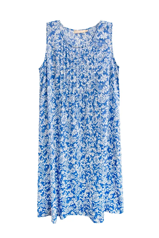 La Cera Crinkle Cotton A-line Print Dress