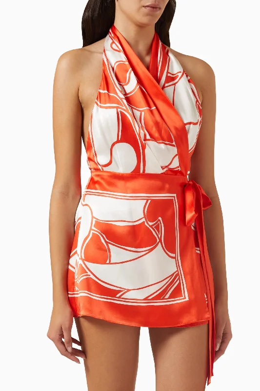 Hire SIR THE LABEL Ramona Wrap Halter Mini Dress in Mariposa Lily