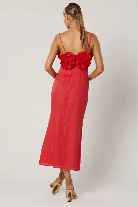 Hire Winona Imara Ruffle Dress in Red