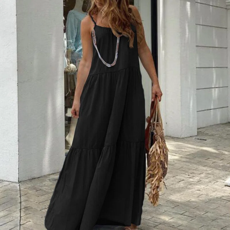 Sixsr Women's Sundress Summer Bohemian Spaghetti Strap Maxi Long Dress ZANZEA Sexy Party Beach Vestidos Casual Dresses Femme Robe