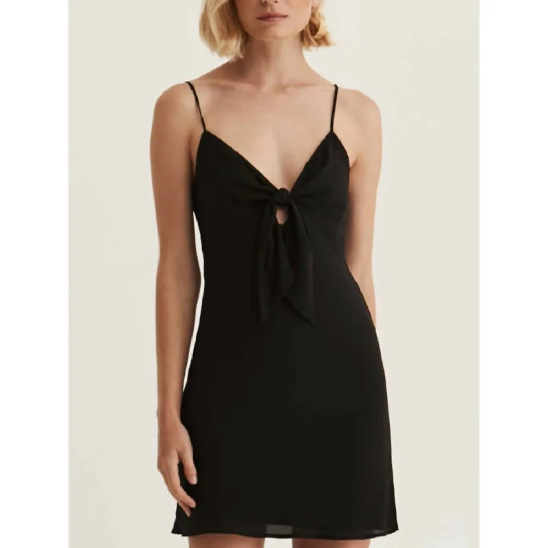Tie Front Cami Dress In Black Winter unclassified dresses