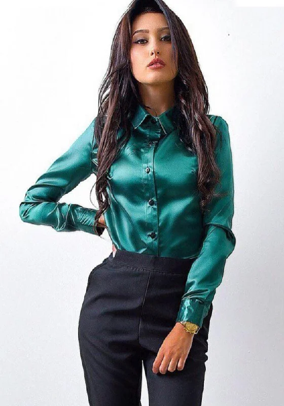Turquoise Satin Blouse Vintage unclassified dresses